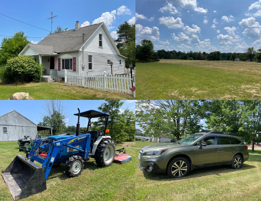 Home On 30 Acres Two Garages Free Gas Also Selling Tractor